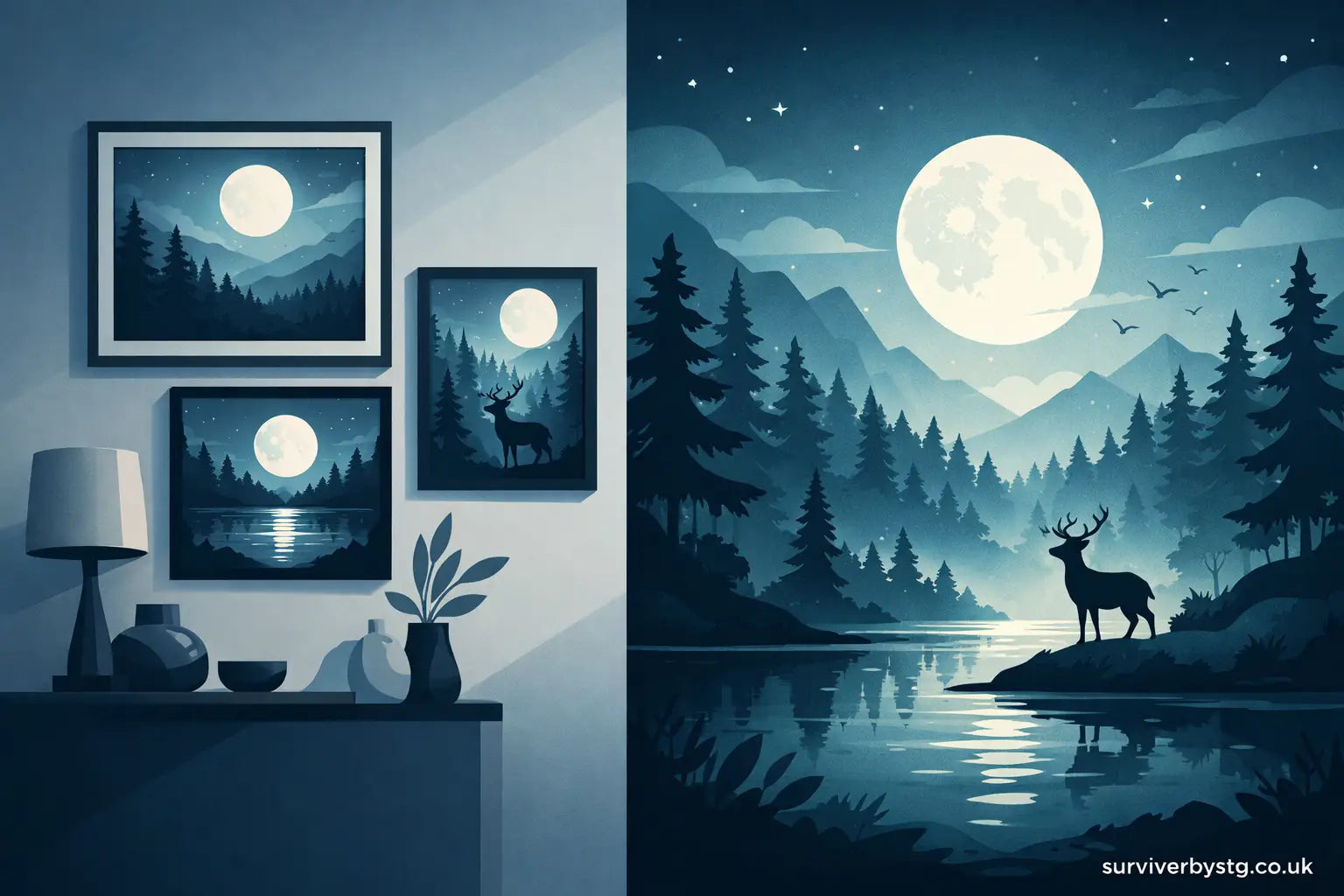 Moonlit Forest Wall Art for Atmospheric Rooms