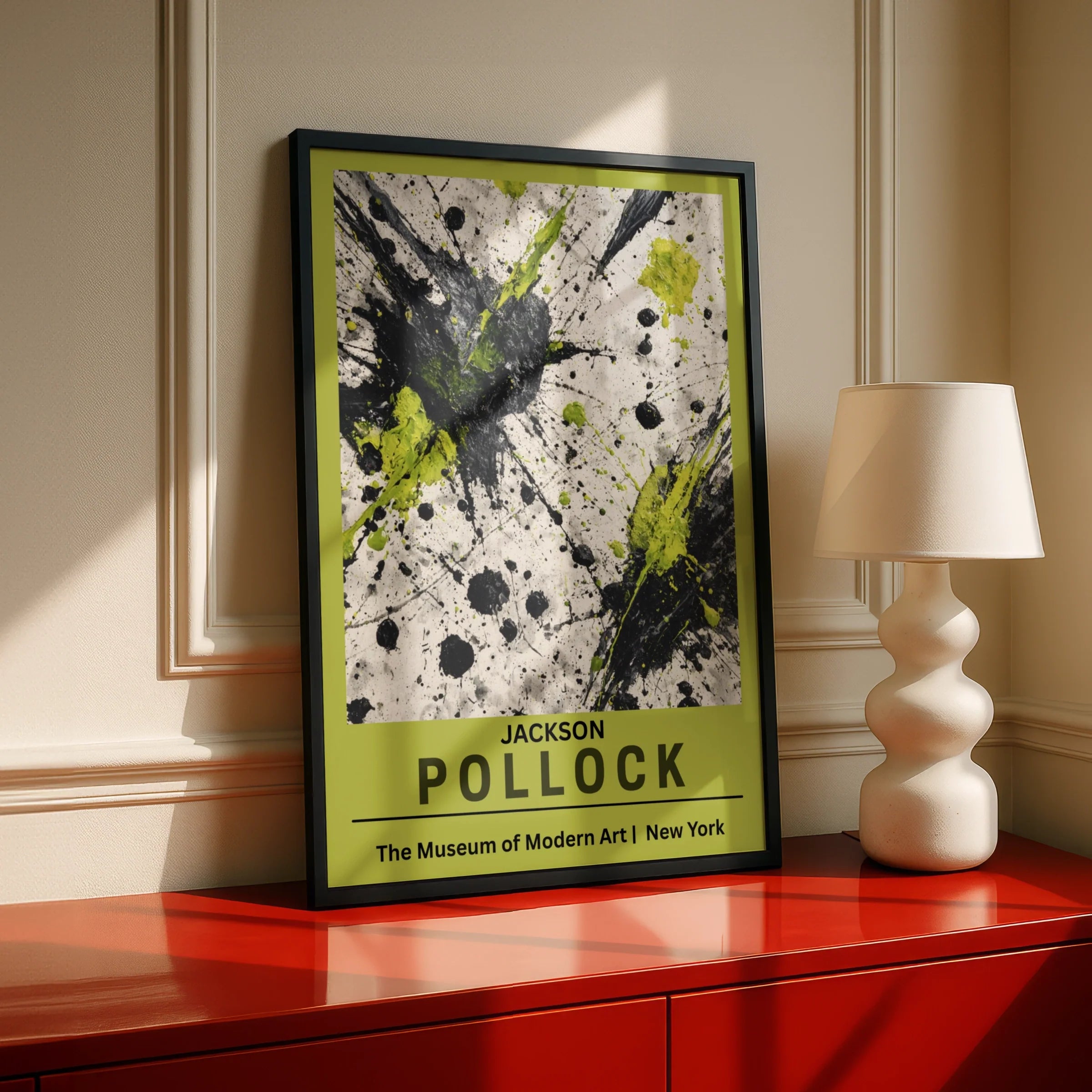 Jackson Pollock Abstract Expressionist Wall Art Poster, Black Green Drip Print