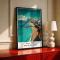 Travel Print, Bass Rock North Berwick Scotland Coastal Wall Art Print, Retro Scottish Town