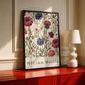 William Morris Floral Poster, Raspberry Thistle Botanical Wall Art Print, Wildflower