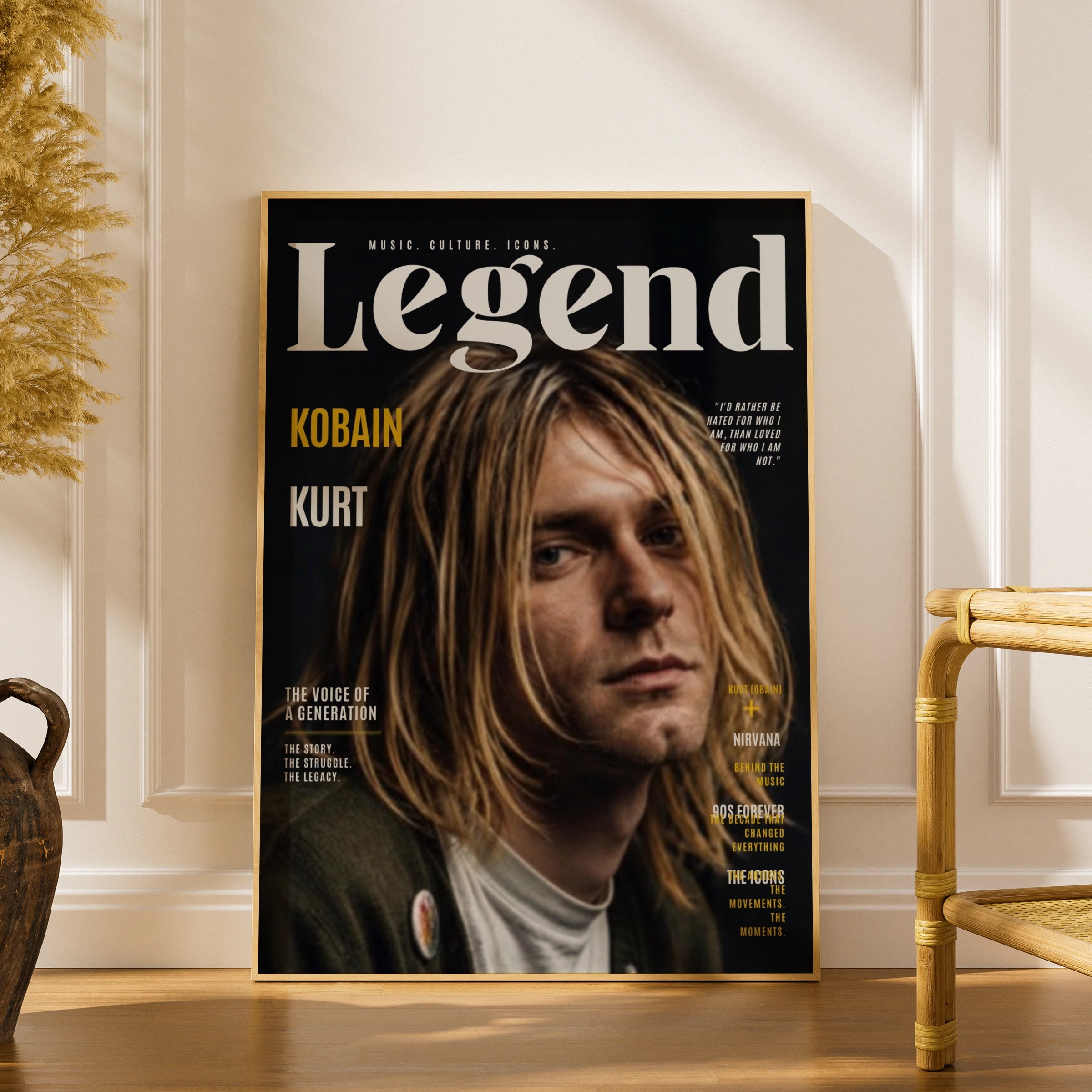 Kurt Cobain Legend Magazine Cover Poster, Nirvana Rock Music Wall Art Print