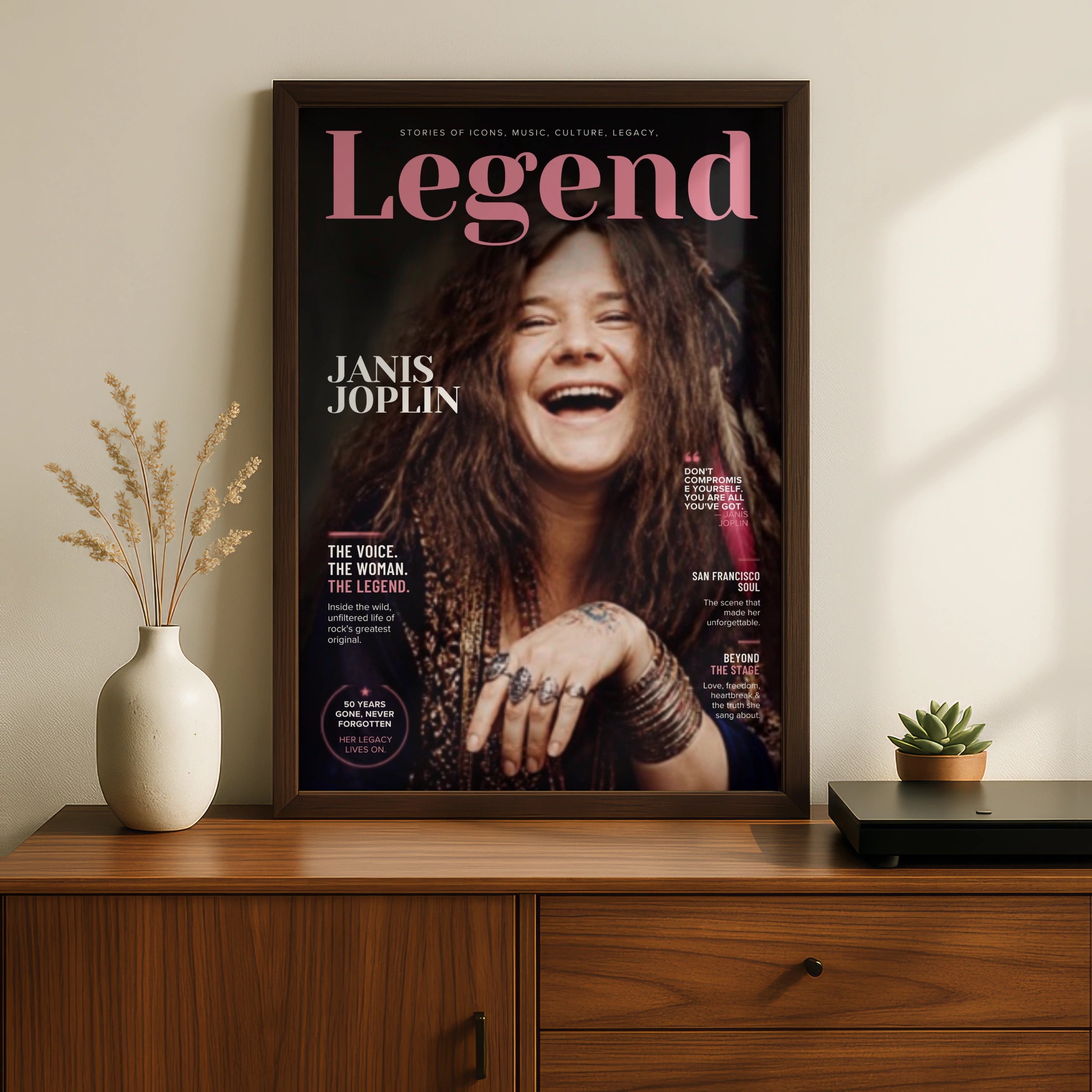 Janis Joplin Legend Magazine Style Poster, Rock Music Icon Wall Art Print