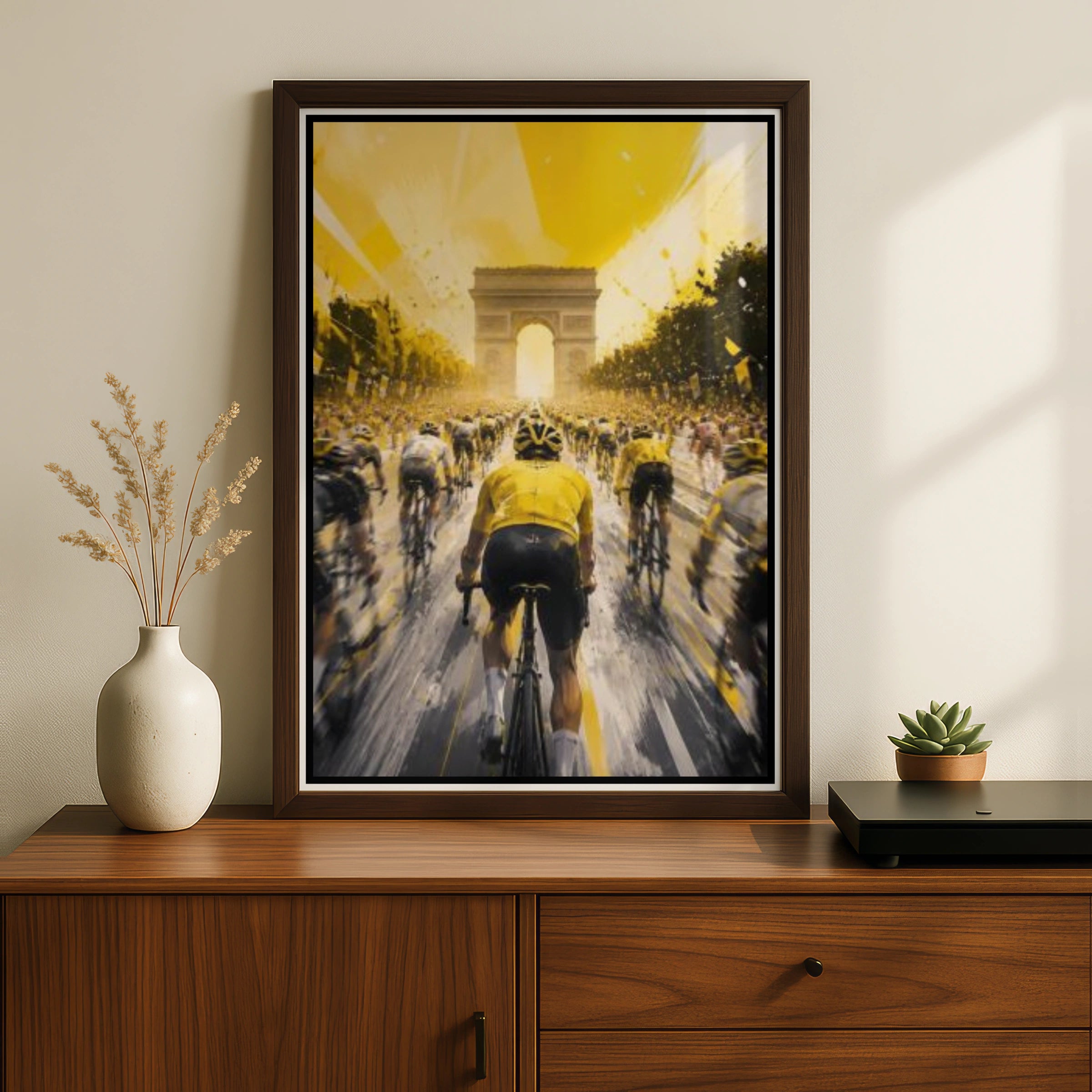 Cycling Poster, France Yellow Jersey Arc de Triomphe Wall Art Print