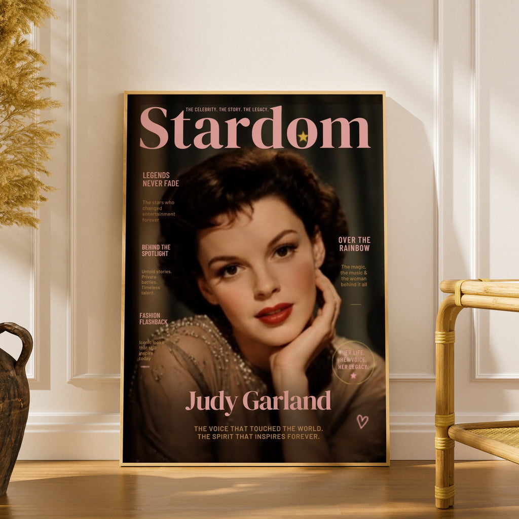 Judy Garland Magazine Cover Poster, Vintage Hollywood Icon Wall Art Print