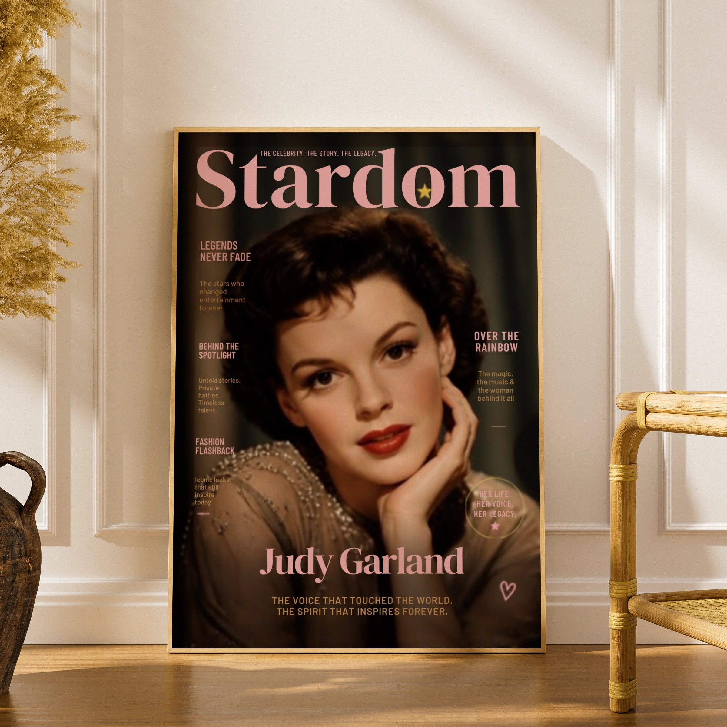 Judy Garland Magazine Cover Poster, Vintage Hollywood Icon Wall Art Print