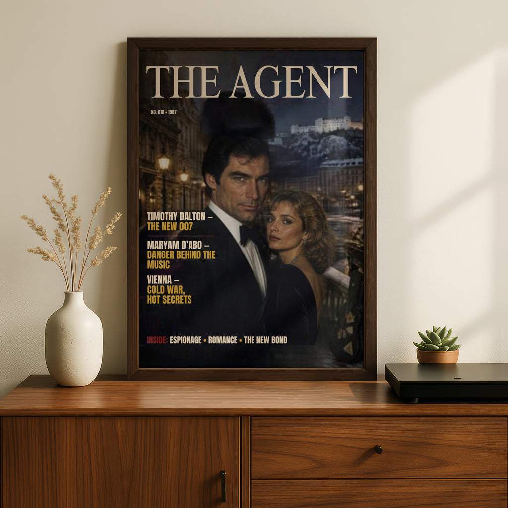 Spy Agent Magazine Cover Poster, 1980s Cold War Espionage Art, Retro Cinema Wall Art Print