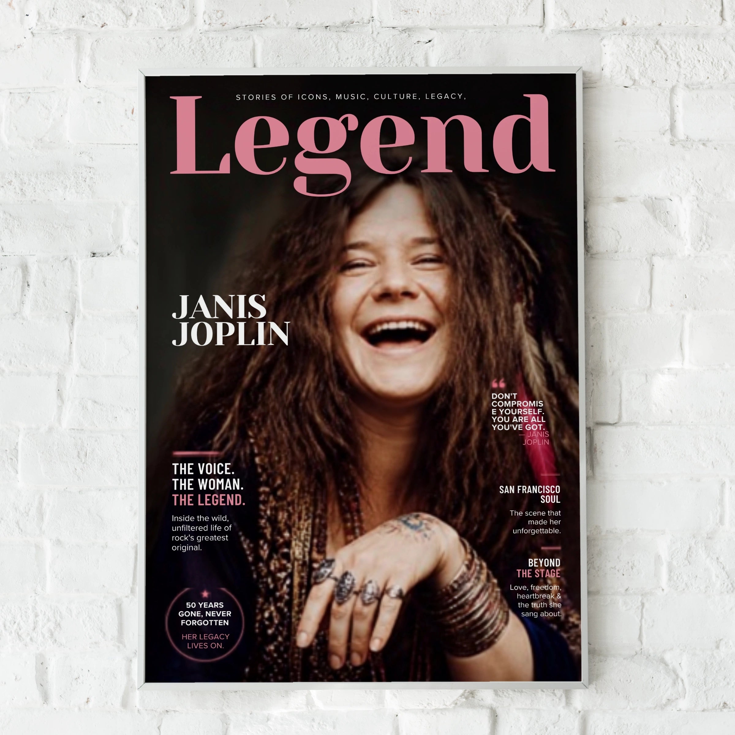 Janis Joplin Legend Magazine Style Poster, Rock Music Icon Wall Art Print