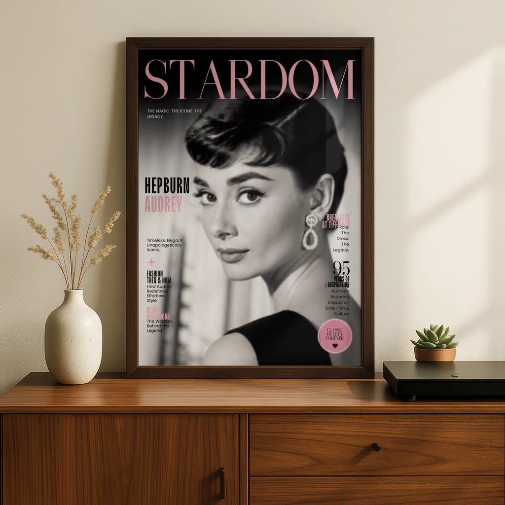 Audrey Hepburn Magazine Cover Poster, Vintage Hollywood Icon Wall Art Print