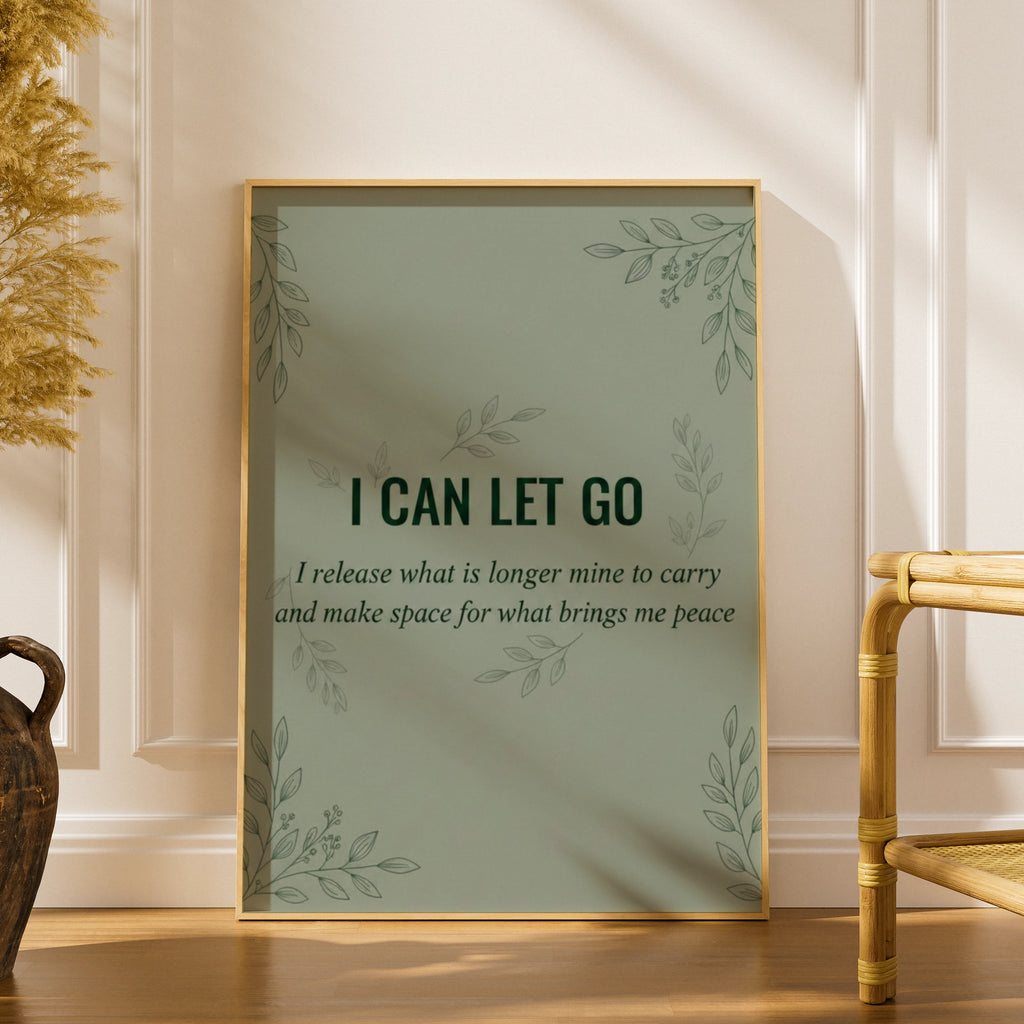 I Can Let Go Affirmation Poster, Sage Green Mental Health Wall Art, Mindfulness Print