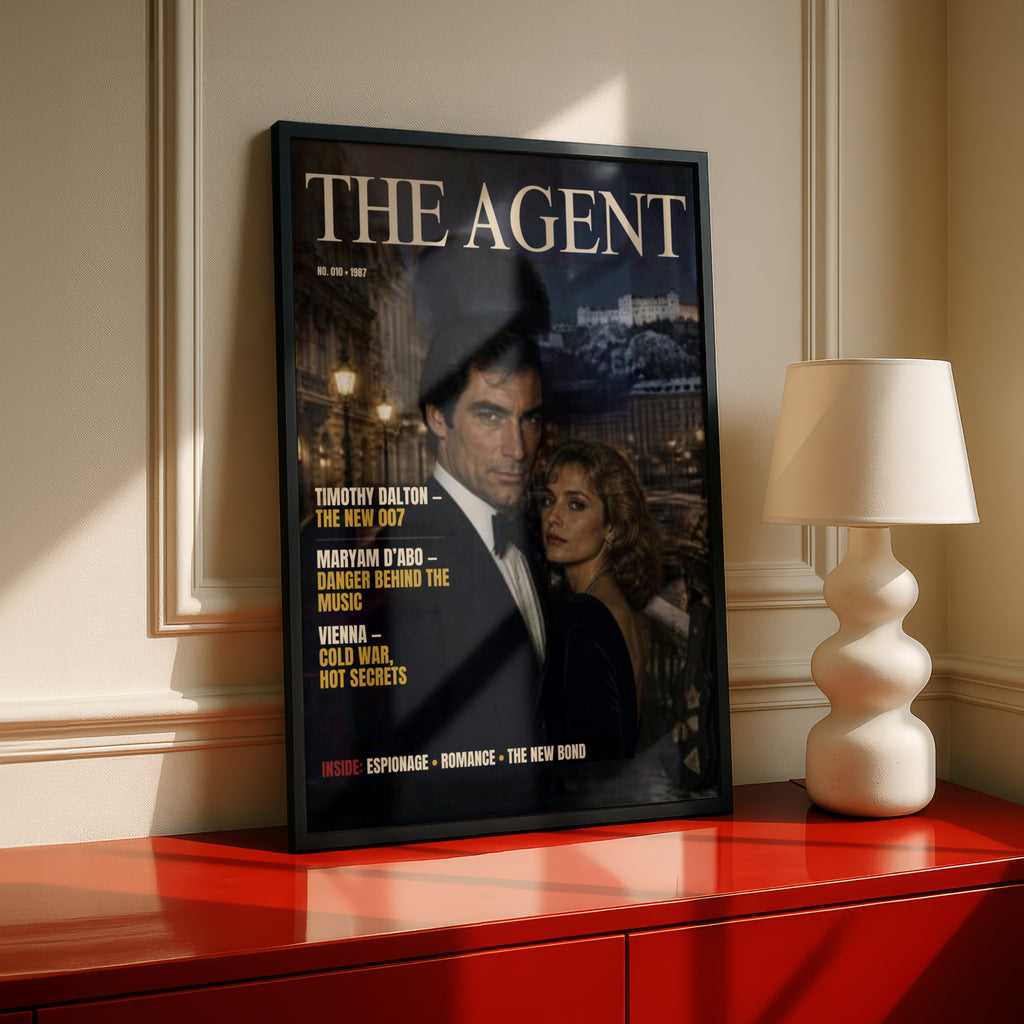 Spy Agent Magazine Cover Poster, 1980s Cold War Espionage Art, Retro Cinema Wall Art Print