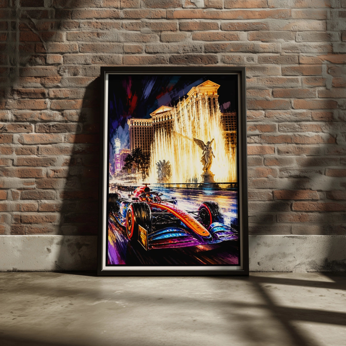 Racing Las Vegas  Poster, Formula One Racing Car Wall Art, Night Strip Print