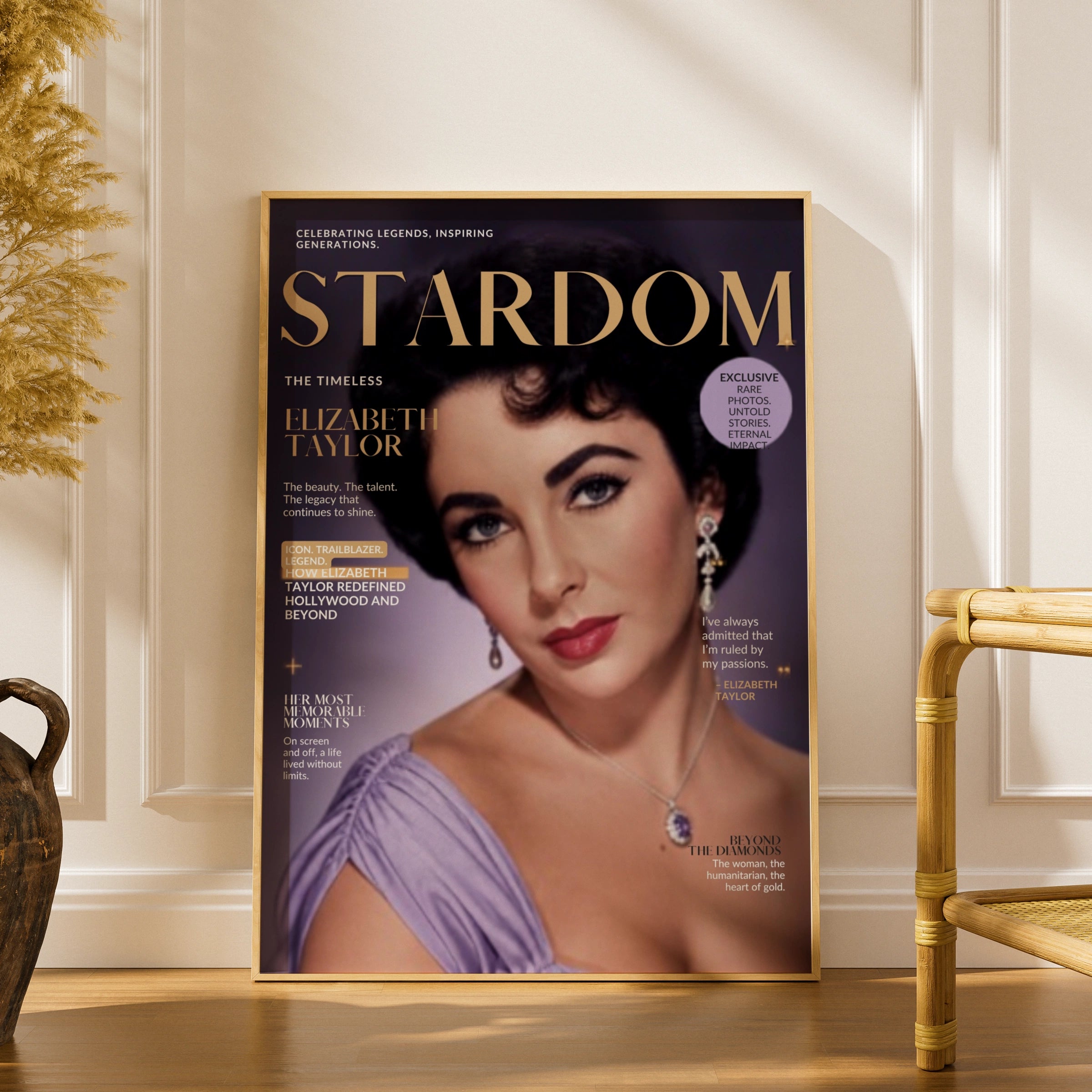 Elizabeth Taylor Magazine Cover Poster, Hollywood Icon Wall Art, Vintage Cinema Print