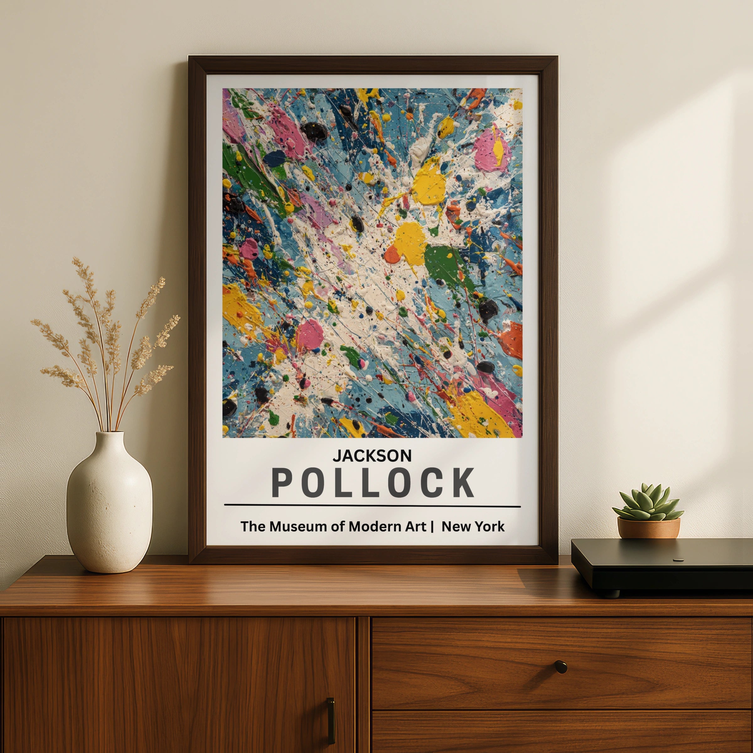 Jackson Pollock Abstract Expressionist Art Print, Colourful Drip Painting Museum Poster