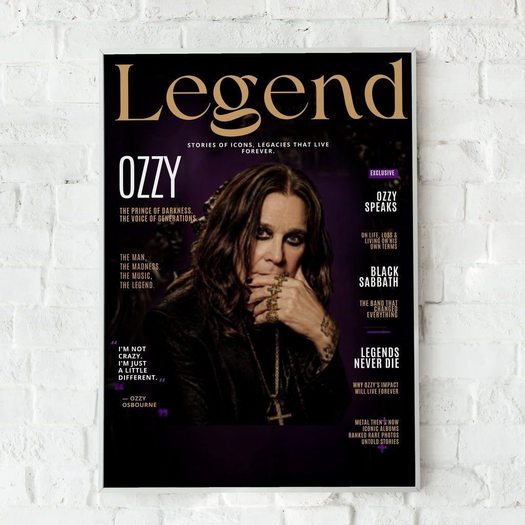 Ozzy Osbourne Legend Magazine Style Poster, Black Sabbath Rock Music Wall Art