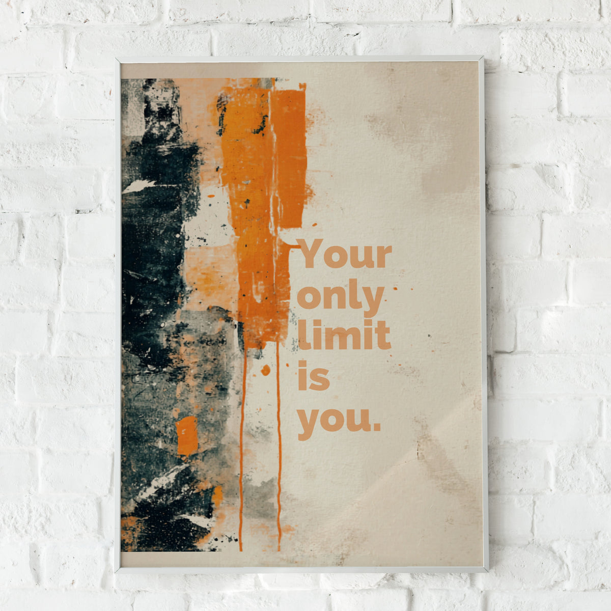 Your Only Limit Is You Motivational Poster, Abstract Orange Quote Wall Art Print