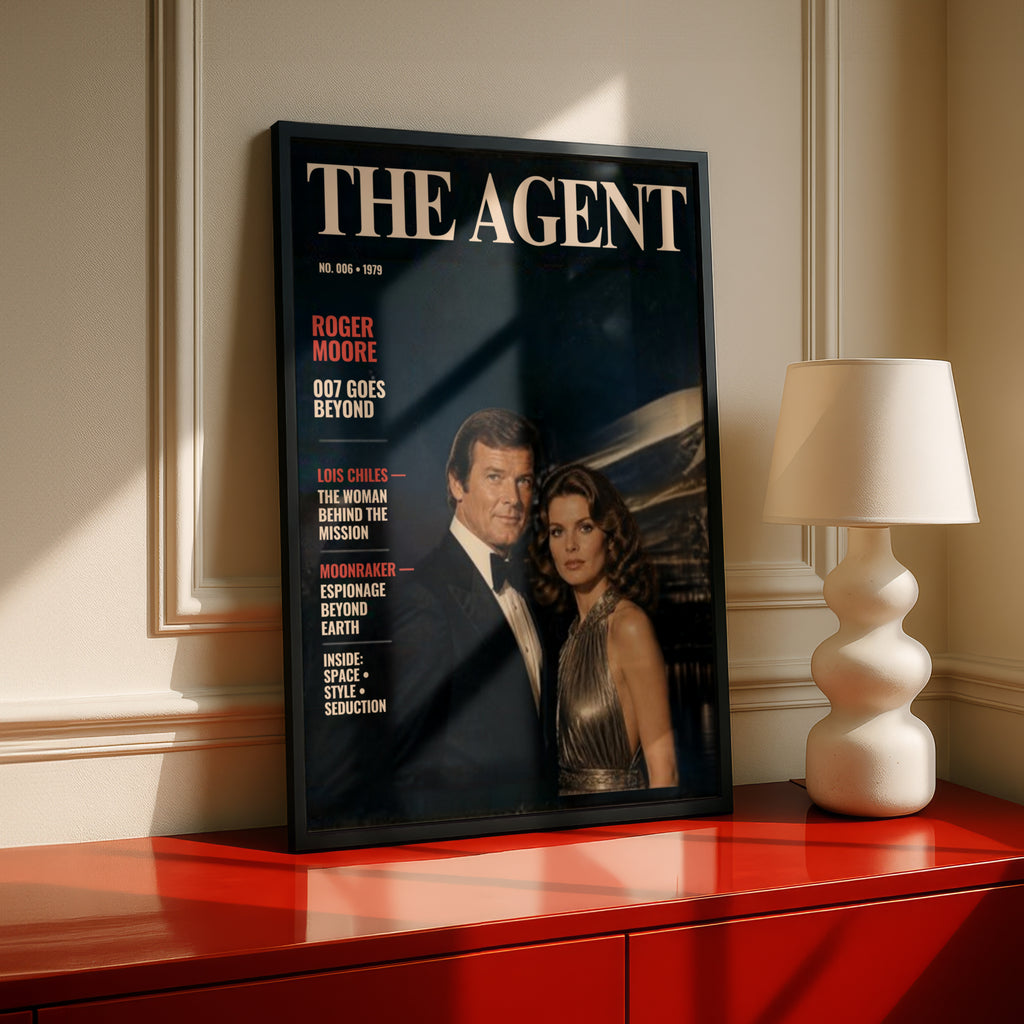 Spy Agent 006 Retro Magazine Cover Poster, 1970s Espionage Wall Art, James Bond Style Print