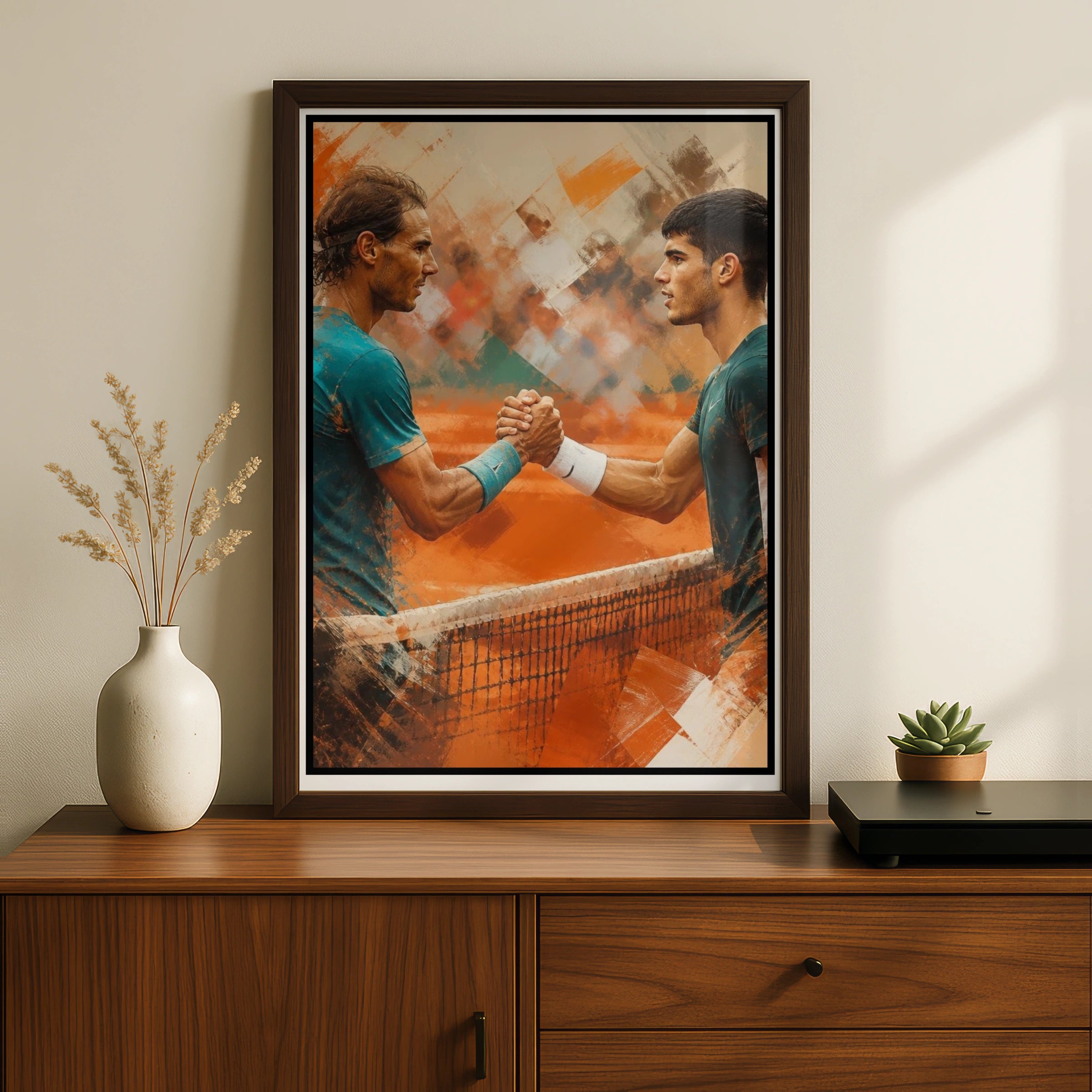 Tennis Spanish  Players  Poster, Clay Court Art Print, Sports Wall Decor Gift