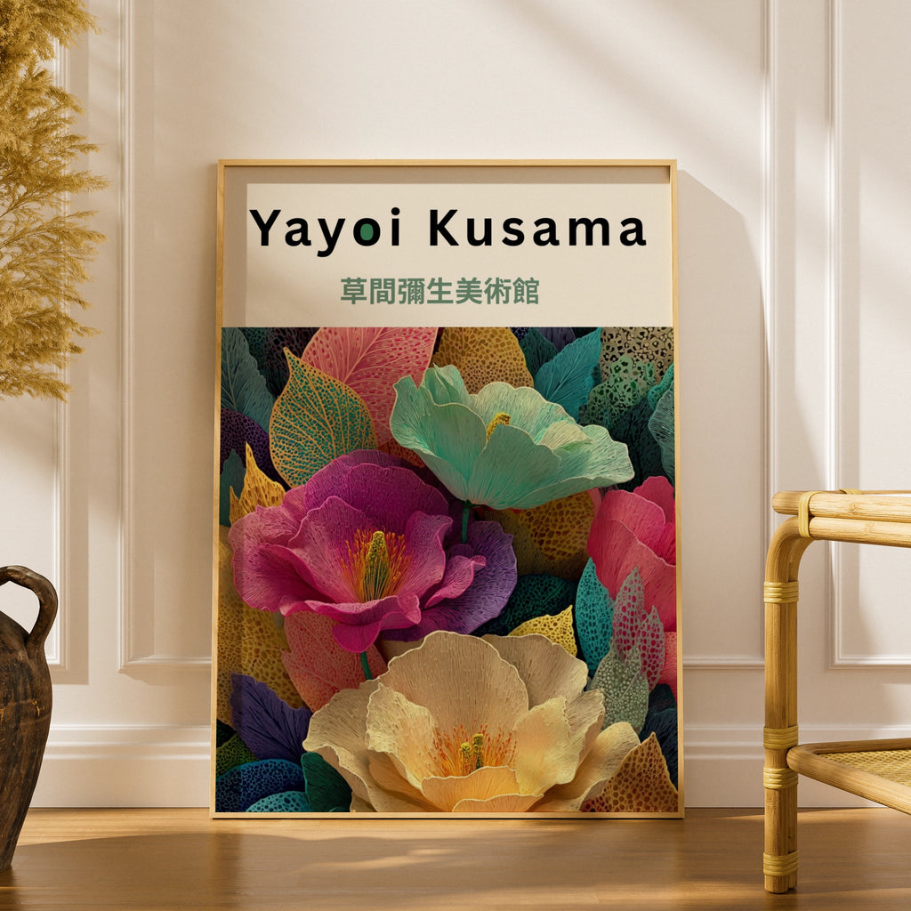 Yayoi Kusama Flower Poster, Colourful Botanical Wall Art, Japanese Museum Print