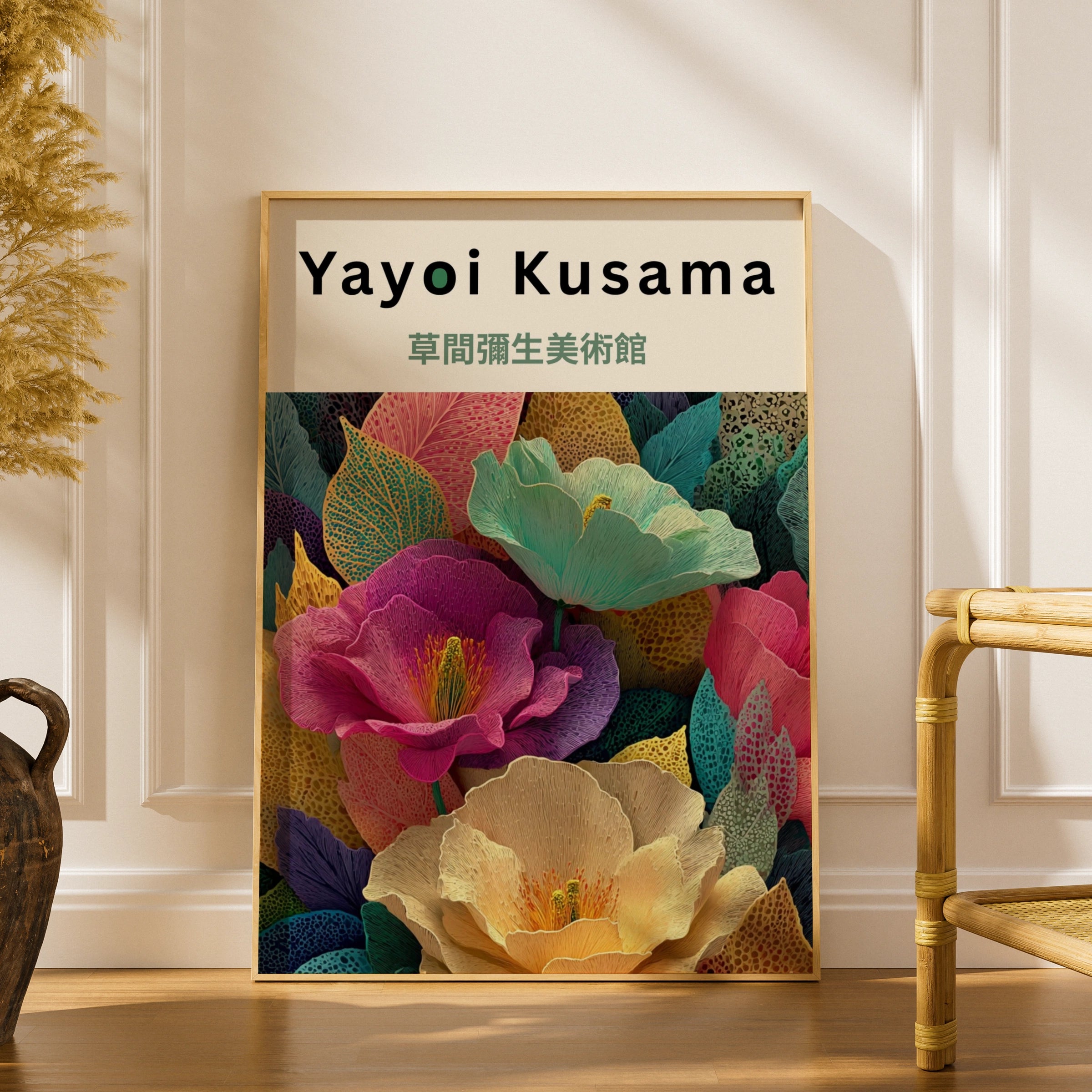 Yayoi Kusama Flower Poster, Colourful Botanical Wall Art, Japanese Museum Print