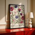 William Morris Floral Poster, Raspberry Thistle Botanical Wall Art Print, Wildflower