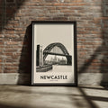 Newcastle Upon Tyne Poster, Tyne Bridge Travel Print, Minimalist City Wall Art