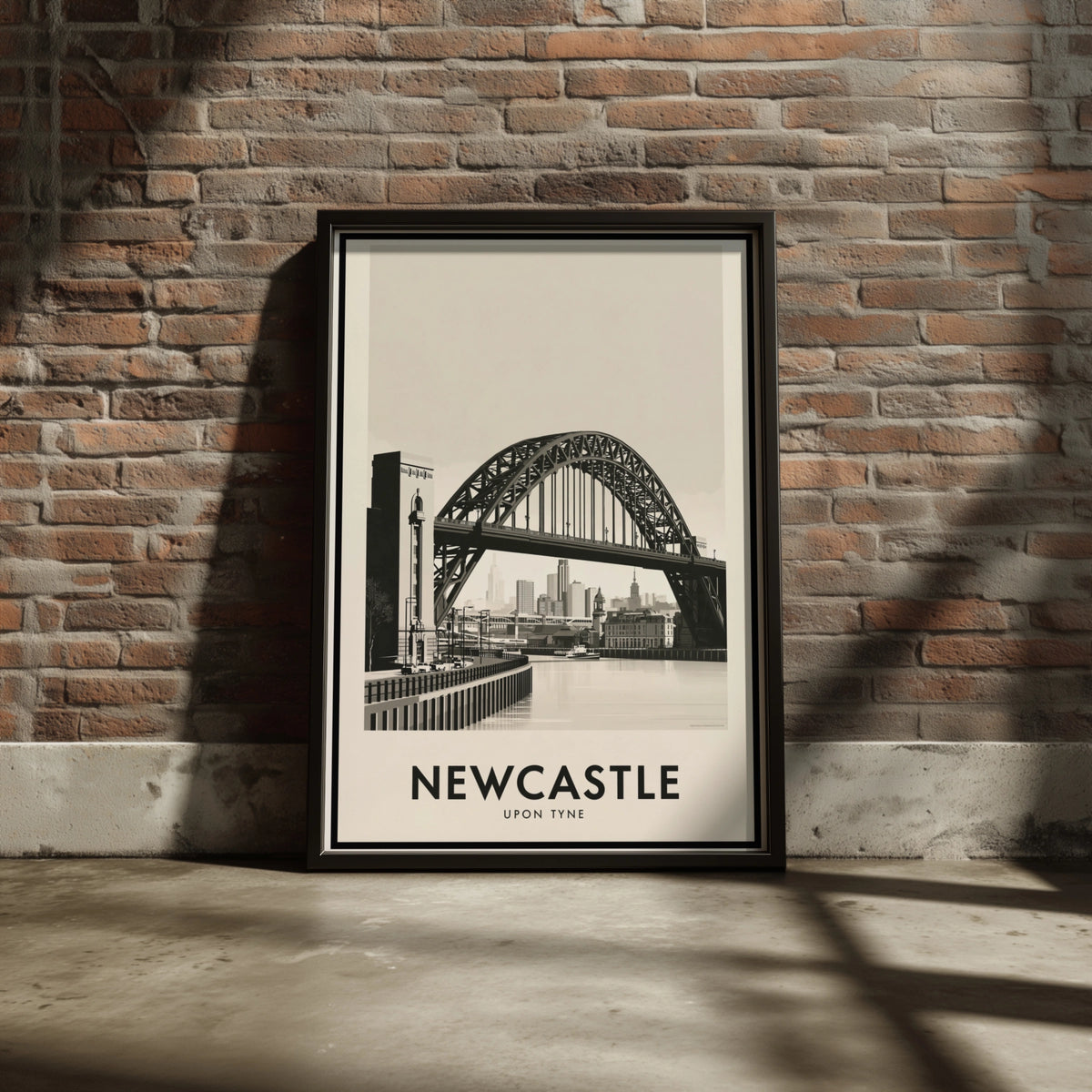 Newcastle Upon Tyne Poster, Tyne Bridge Travel Print, Minimalist City Wall Art
