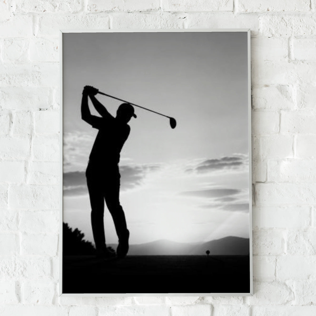 Golf Swing Silhouette Poster, Black and White Golf Wall Art, Golfer Print, Sports Decor