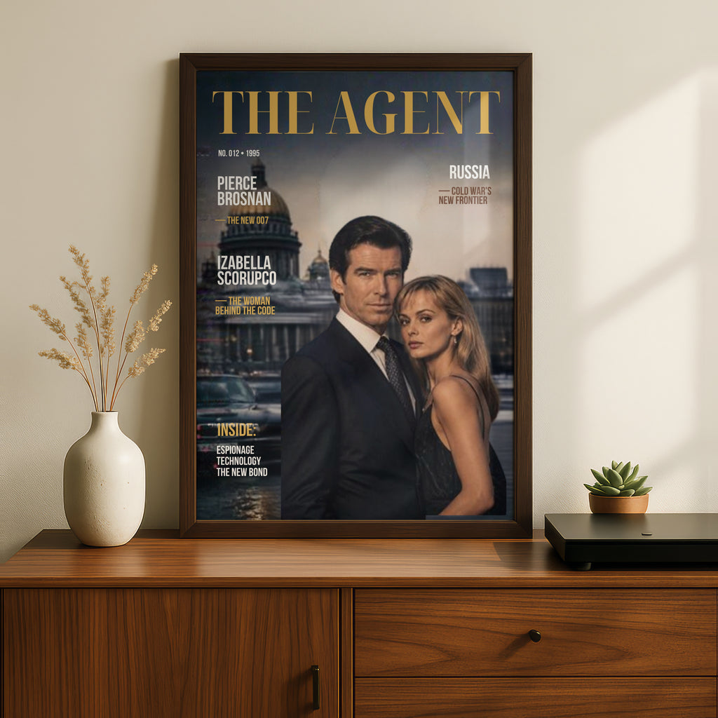 Spy Agent Magazine Cover (012) Art Print, 007 Style Espionage Poster, Cold War Wall Art, 1990s
