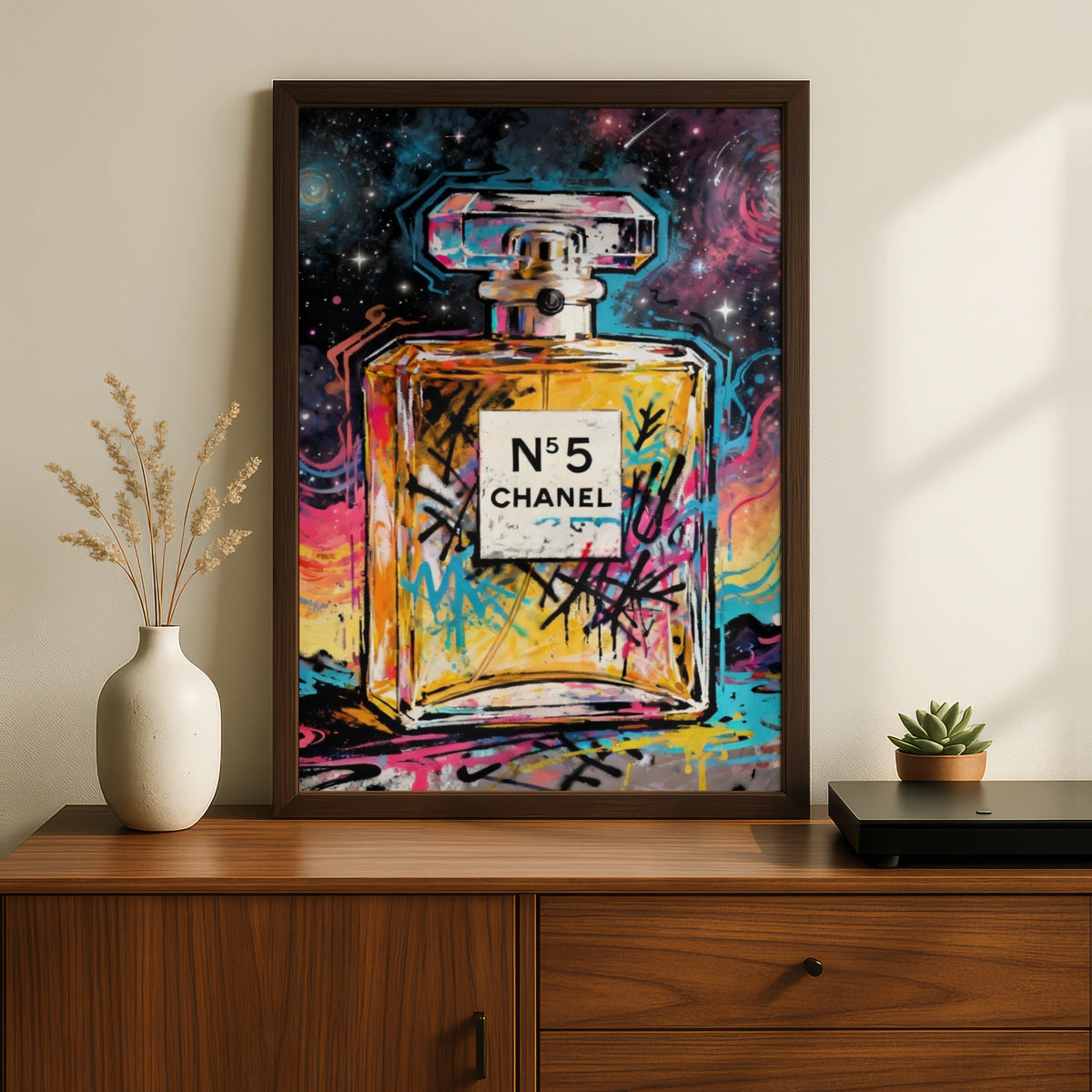 Perfume Bottle Pop Art Poster, Graffiti Street Art Print, Colourful Fashion Wall Art