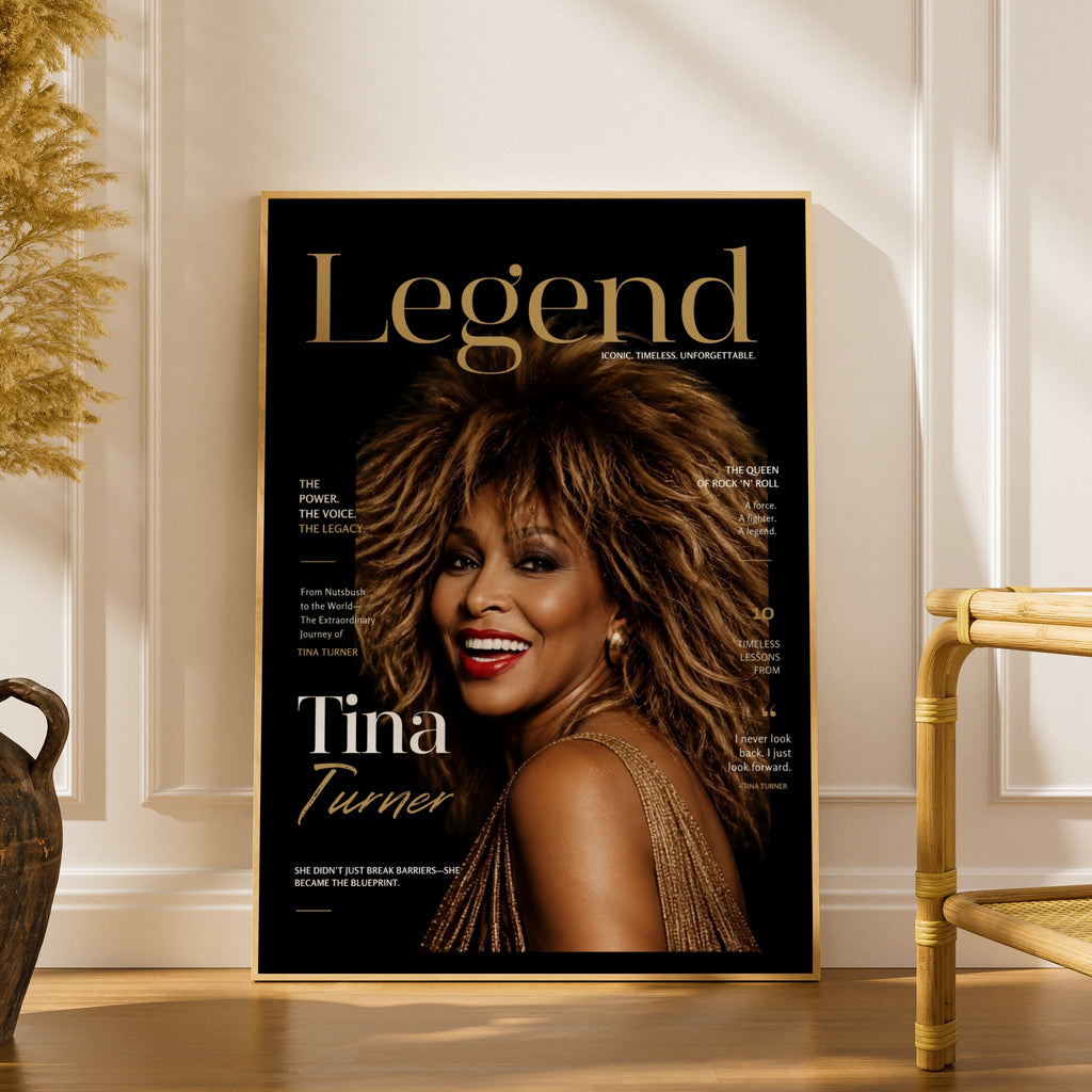 Tina Turner Legend Magazine Cover Poster, Queen of Rock Wall Art Print