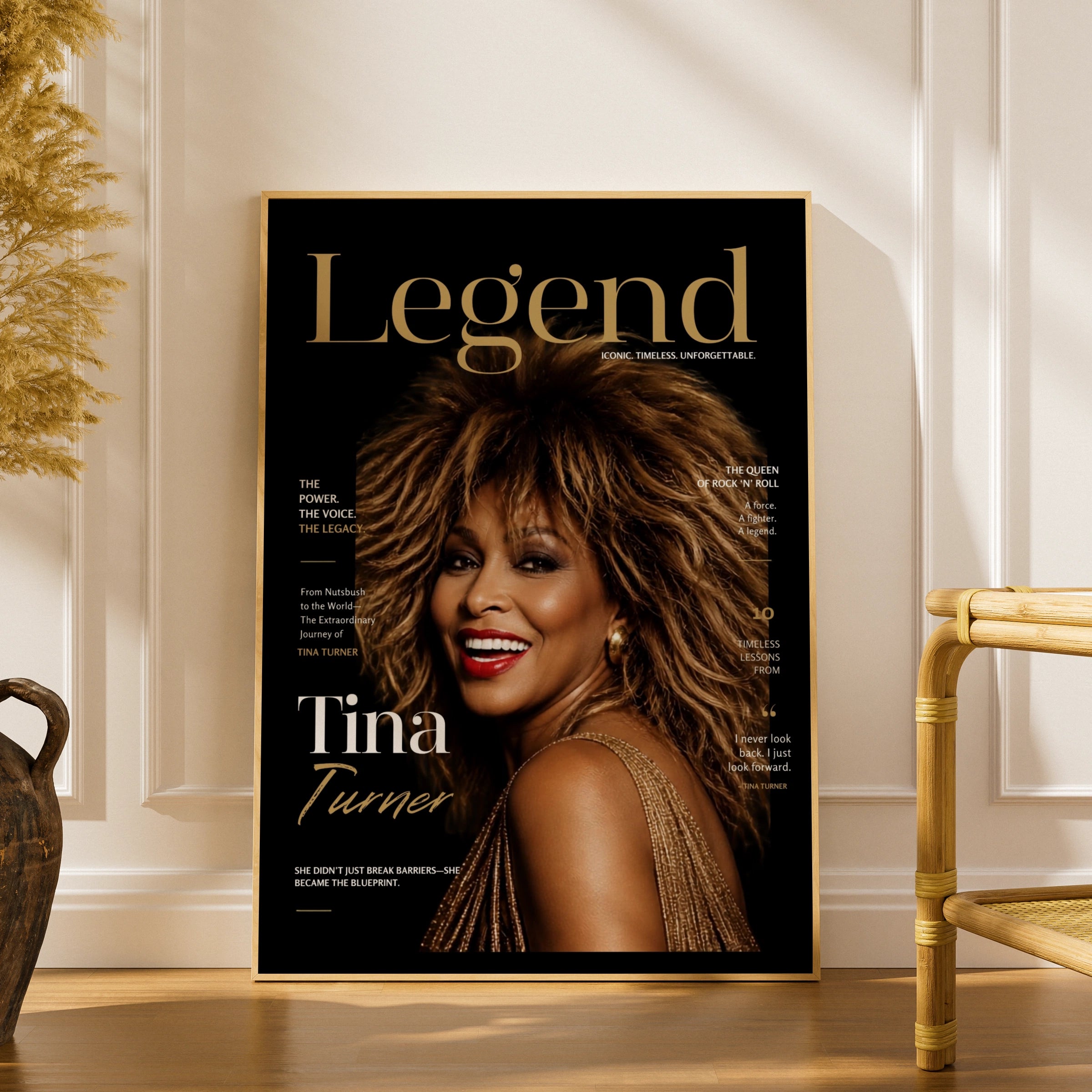 Tina Turner Legend Magazine Cover Poster, Queen of Rock Wall Art Print