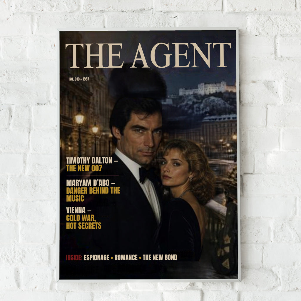 Spy Agent Magazine Cover Poster, 1980s Cold War Espionage Art, Retro Cinema Wall Art Print