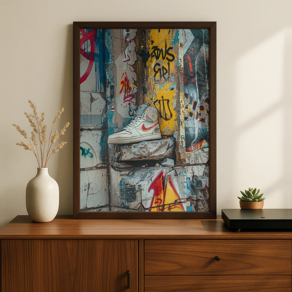 Grunge Sneaker Graffiti Wall Art, Urban Street Style Poster, Trainers Print