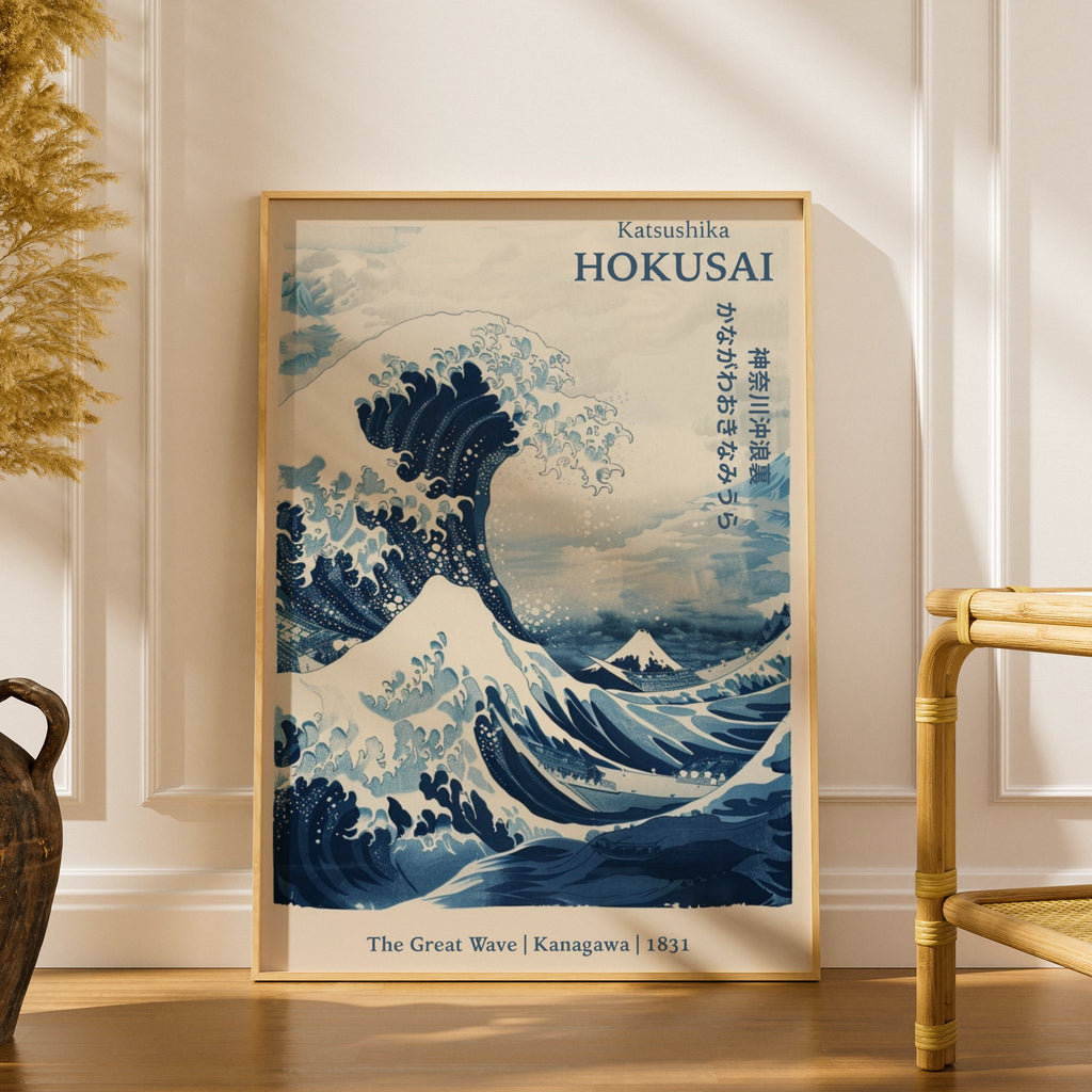Hokusai Great Wave Print, Japanese Woodblock Poster, Blue Ocean Wall Art, Kanagawa