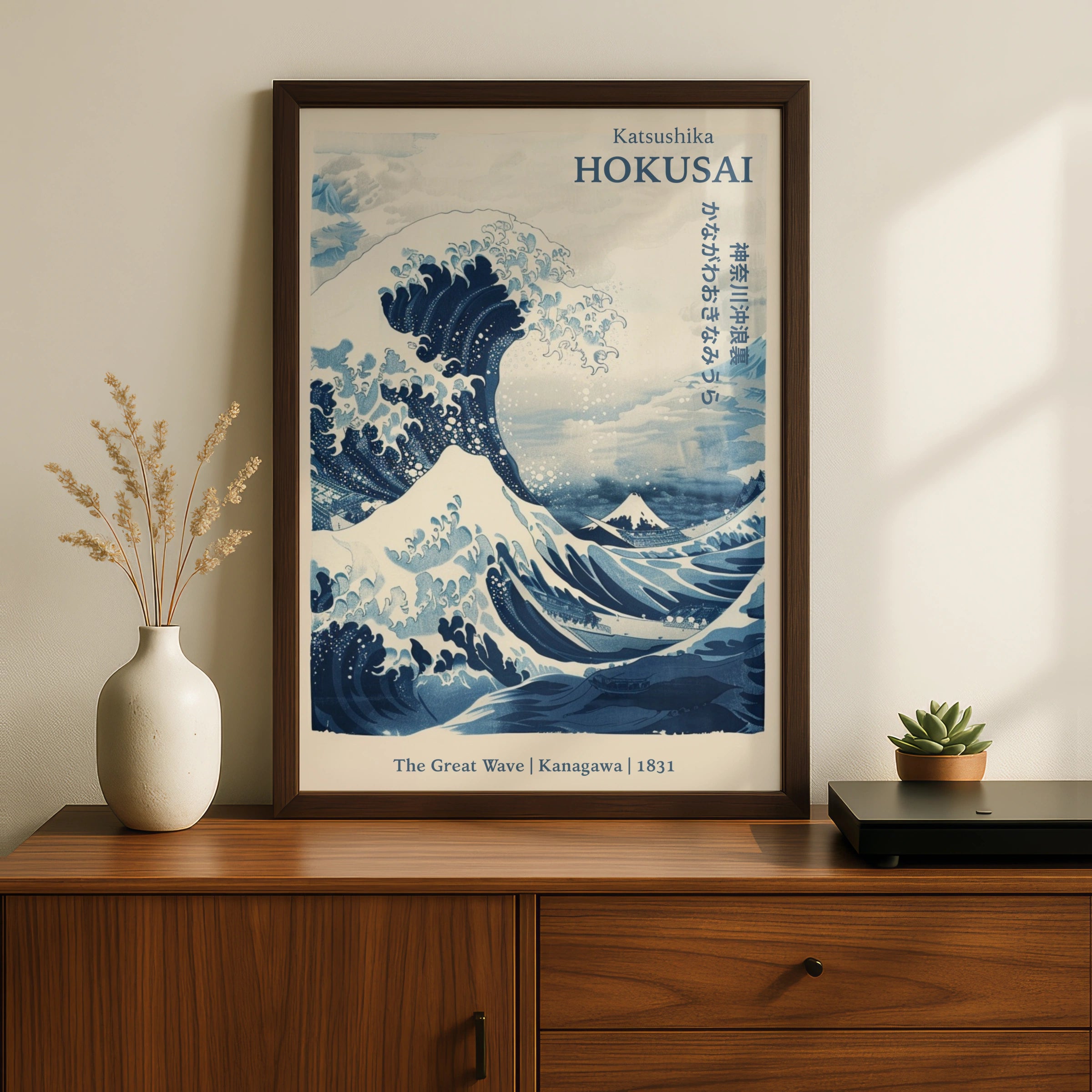 Hokusai Great Wave Print, Japanese Woodblock Poster, Blue Ocean Wall Art, Kanagawa