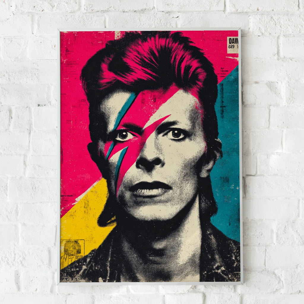 David Bowie Wall Art Print, Pop Art Portrait, Colourful Retro Decor, Iconic Music Legend Art