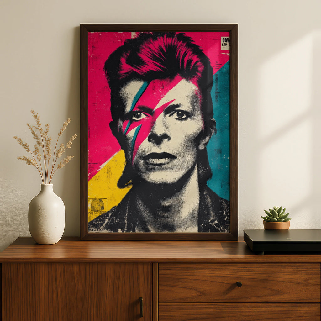 David Bowie Wall Art Print, Pop Art Portrait, Colourful Retro Decor, Iconic Music Legend Art