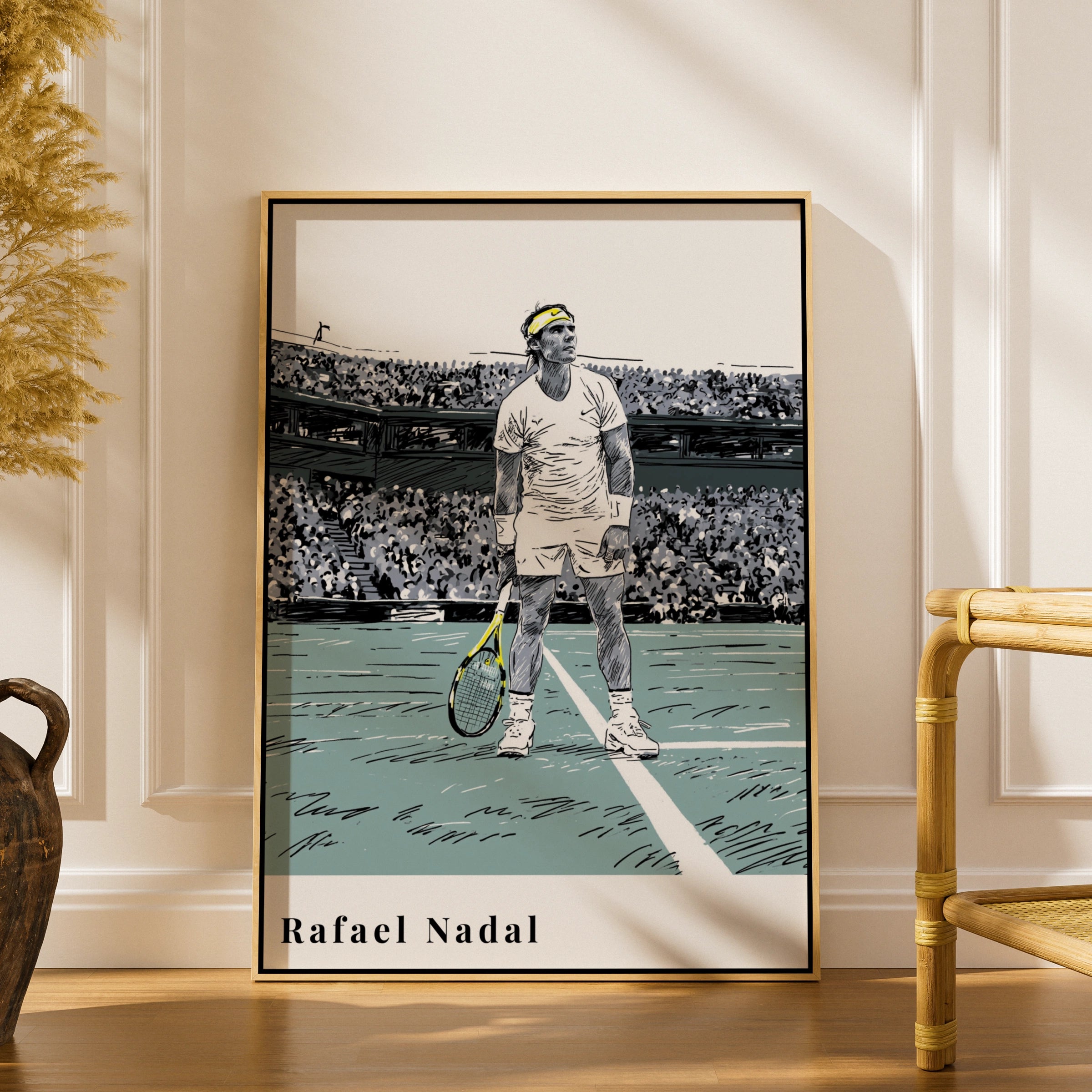 Rafael Nadal Tennis Poster, Sports Wall Art Print, Minimalist Illustration, Room Decor