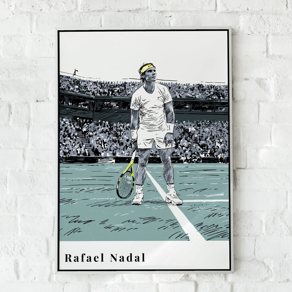 Rafael Nadal Tennis Poster, Sports Wall Art Print, Minimalist Illustration, Room Decor