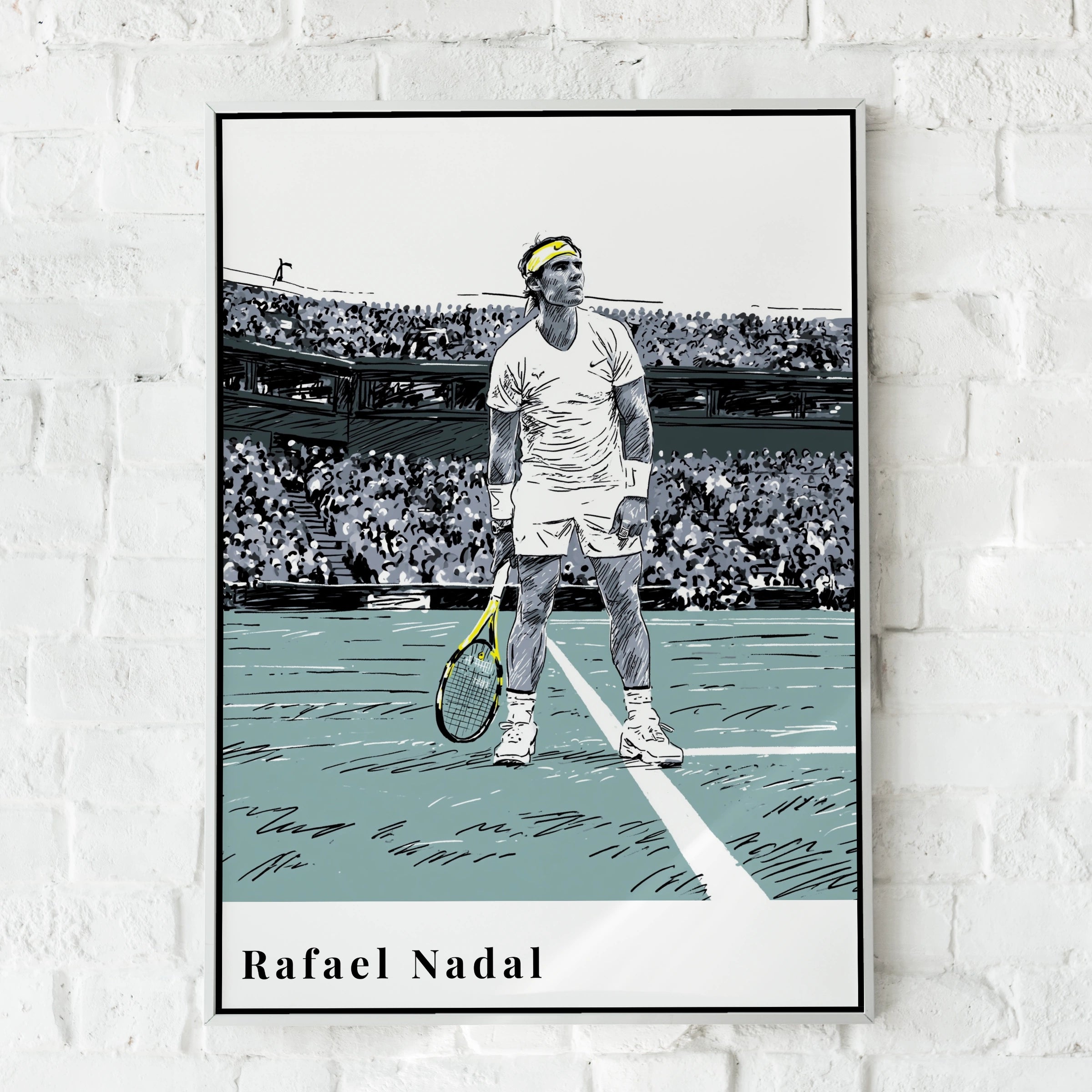 Rafael Nadal Tennis Poster, Sports Wall Art Print, Minimalist Illustration, Room Decor