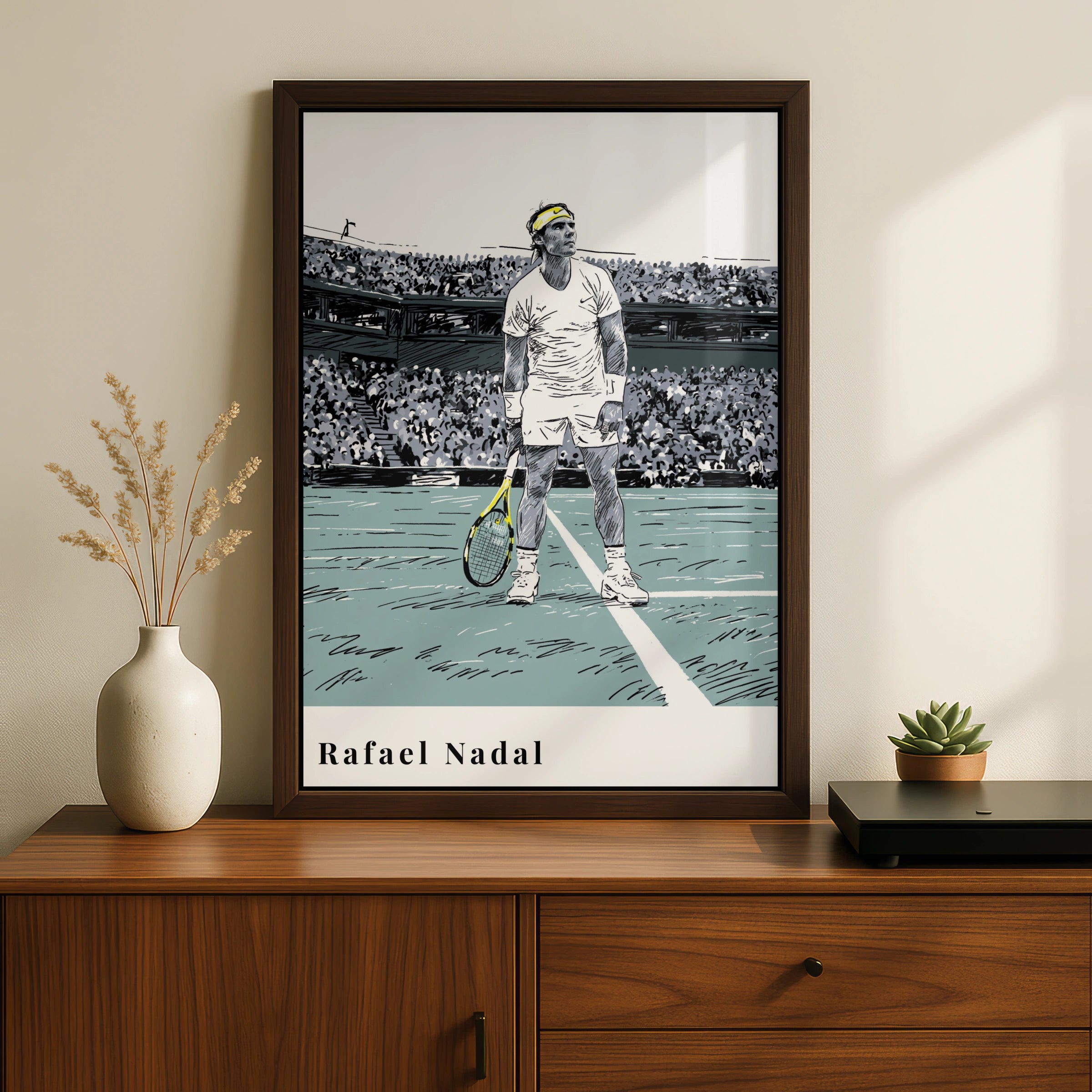Rafael Nadal Tennis Poster, Sports Wall Art Print, Minimalist Illustration, Room Decor