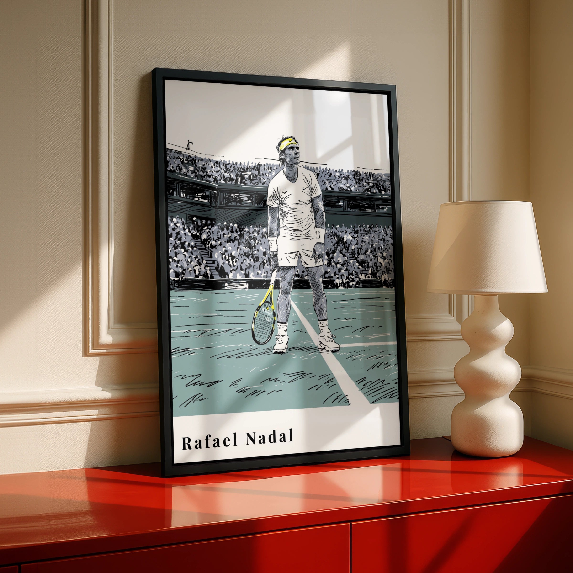 Rafael Nadal Tennis Poster, Sports Wall Art Print, Minimalist Illustration, Room Decor