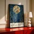 William Morris Full Moon Art Print, Floral Wall Decor, Moonlit Nature Scene, Botanical Print