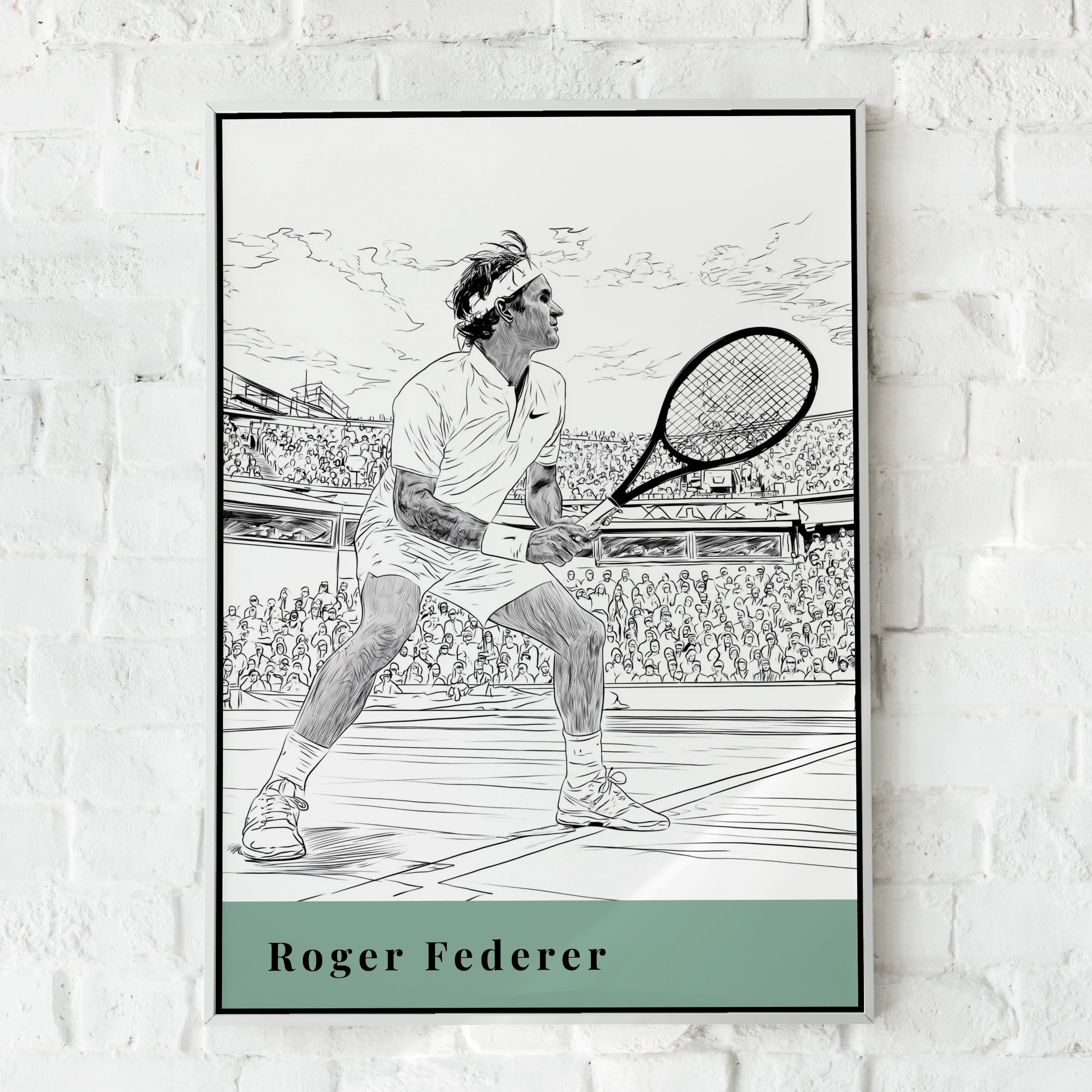 Roger Federer Tennis Art Print, Sports Wall Decor, Minimalist Line Drawing, Tennis Lover Gift