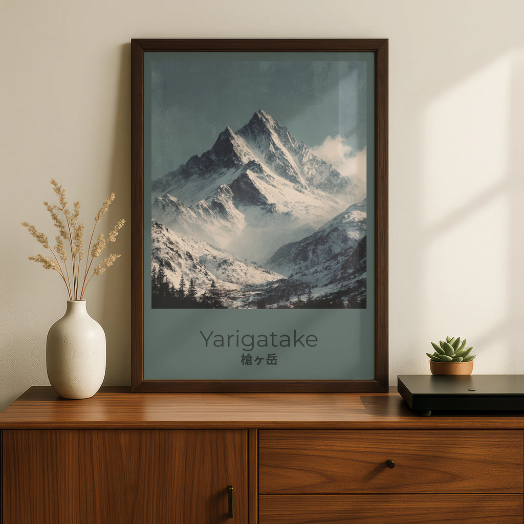 Yarigatake Snow Mountain Poster, Japan Alps Wall Art, Vintage Travel Print