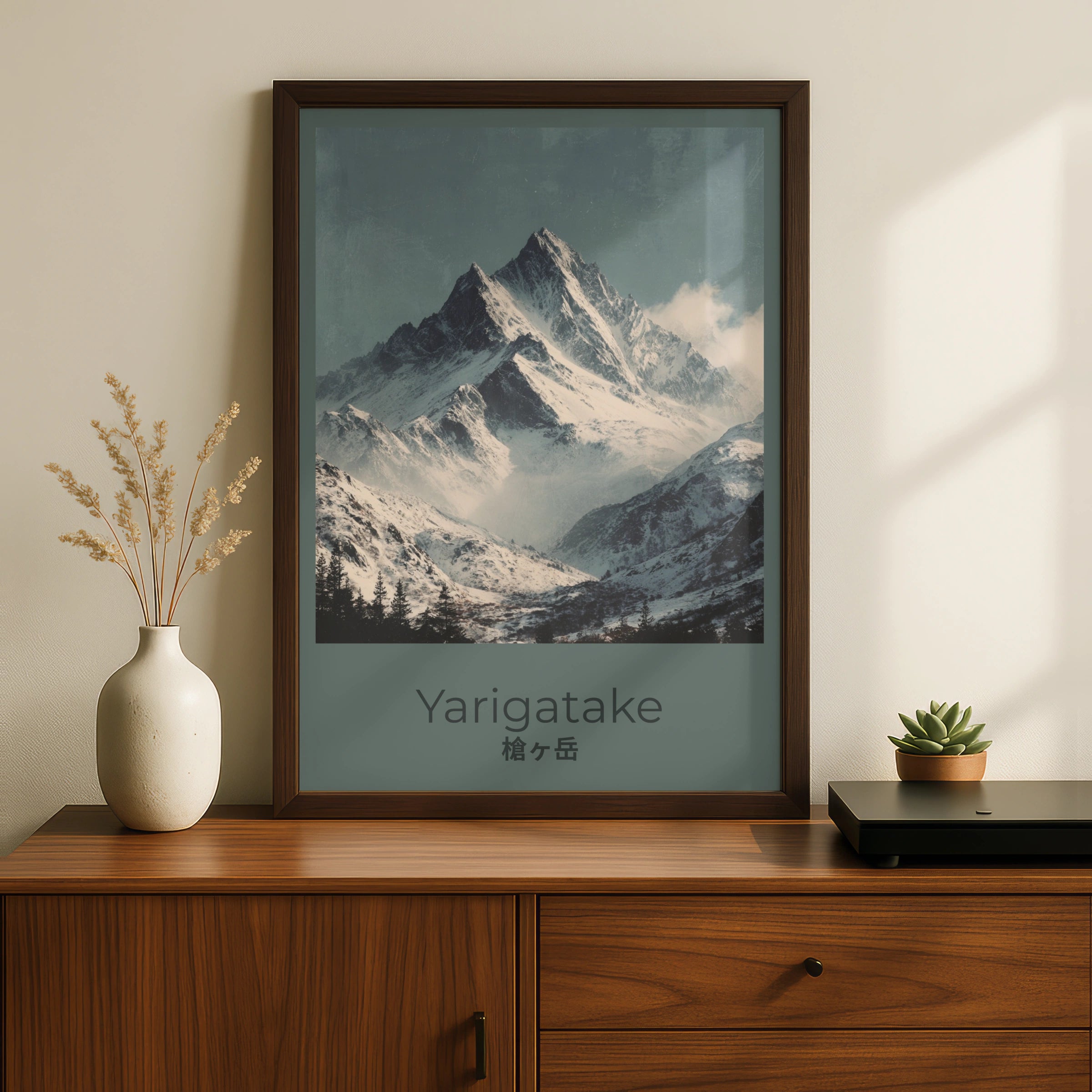 Yarigatake Snow Mountain Poster, Japan Alps Wall Art, Vintage Travel Print