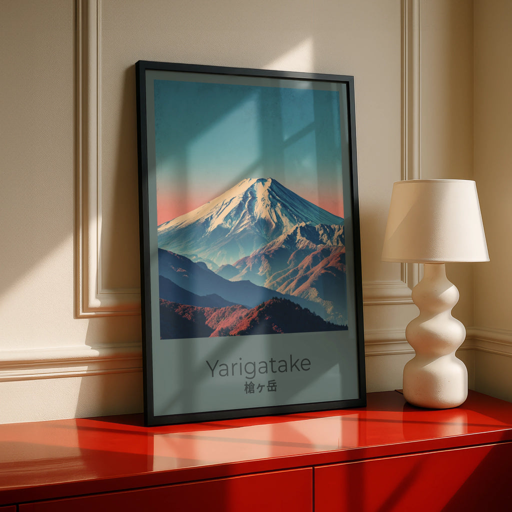 Yarigatake Japan Mountain Poster, Japanese Alps Sunrise Wall Art Print
