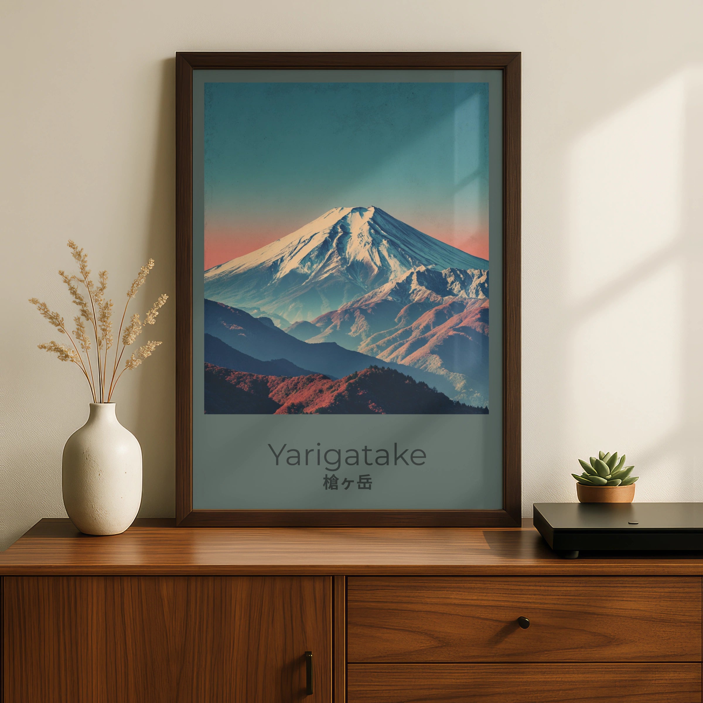 Yarigatake Japan Mountain Poster, Japanese Alps Sunrise Wall Art Print