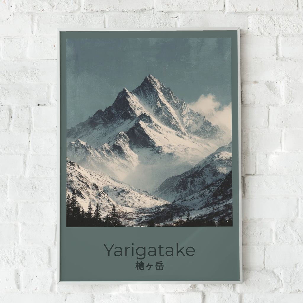 Yarigatake Snow Mountain Poster, Japan Alps Wall Art, Vintage Travel Print