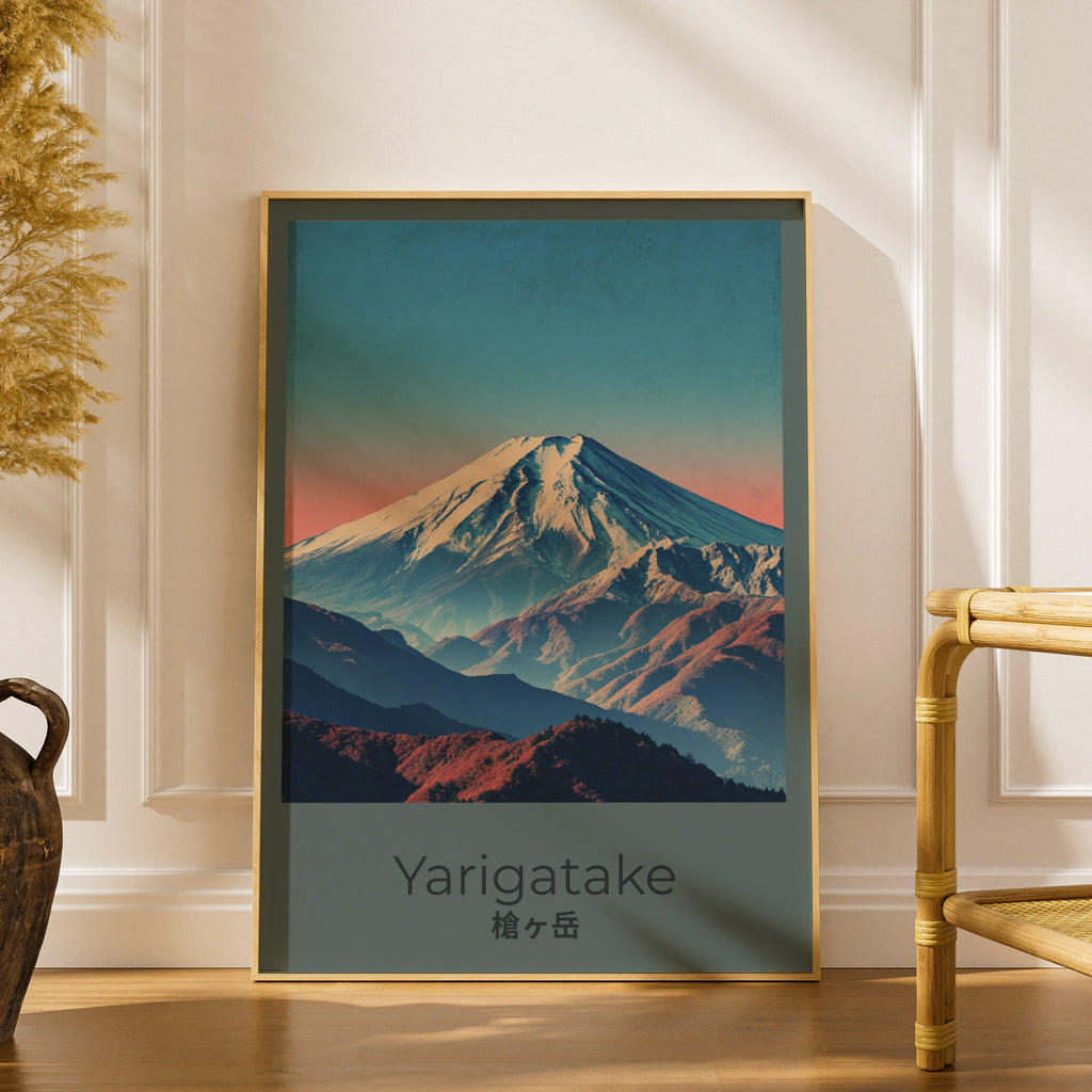 Yarigatake Japan Mountain Poster, Japanese Alps Sunrise Wall Art Print